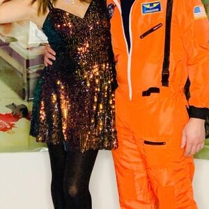 Black iridescent mini dress